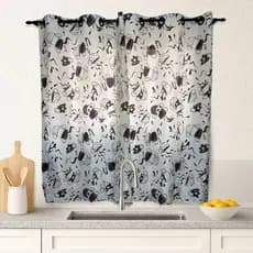 Cortina de Cozinha 2m x 1,40m altura Tecido Oxford Estampada Com Ilhós