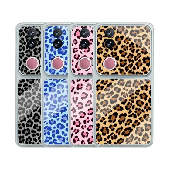 Luxo Leopardo Impressão Folheado Grande Janela Capa Protetora Vivo V50 V50E V40 V30 Pro Lite 5G 4G Embalagem À Prova De