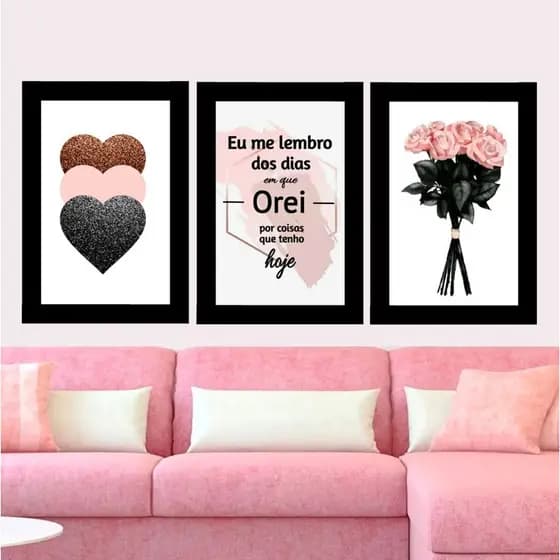 KIT DE QUADROS DECORATIVOS COM 3 PÇS
