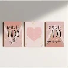 KIT DE QUADROS COM TRES PEÇAS FÉ
