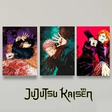 Kit 3 Quadros Anime Jujutsu Kaisen – Itadori, Nobara e Fushiguro | Decor Parede Quarto Gamer