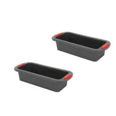 Kit 2 Formas De Pão Bolo De Silicone Retangular Antiaderente 28x12x6