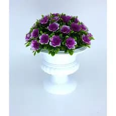Vaso Modelo Grego Gr. com Arranjo de Flores Artificiais na cor Roxa Bucho para Decoração Mesa Balcão Vitrine Rack