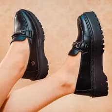 Mocassim Feminino Tratorado Chunck Sola Alta Chunky Blogueira Levíssimo