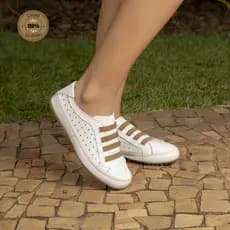 Tênis Sapatenis Feminino Casual Super Leve Confortável Couro Legítimo Lançamento Verão