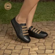 Tênis Casual Sapatilha Mocassim Feminino Couro Legítimo Conforto Leve Macio 33 ao 42
