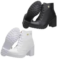 Kit 2 Pares Botas Coturno Feminino Salto Tratorado Conforto Original Muritalle