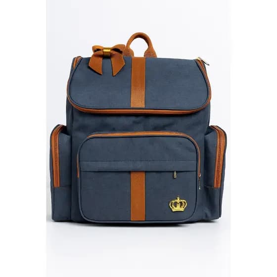 Mochila Bebe Maternidade G Luxo Azul/Marron