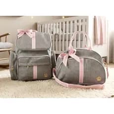 Mochila Bebe Maternidade + Bolsa Tiracolo G Rosa Luxo