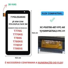 Touch Tela de Toque Vidro Tablet Positiv Twist Tab T770g T780g T780sf T780sg  T780sf T780mf Preto Flex: Xc-Pg0700-487