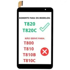 Touch Tela de Toque Vidro Positivo Governo T820 T820C Preto Flex 45 Vias (YJ2022PG080A2J1-FPC-V0) Não É Display