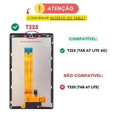 Frontal Display E Touch Sam T225 Tab A7 Lite 4g Preto