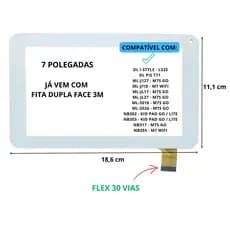 Touch Tela de Toque Vidro Dl Style T71 Multilaser M7s M7s Go Cce Tr72 Branco Não É Display