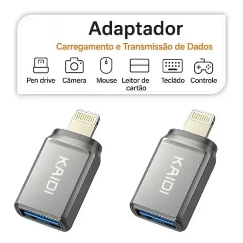 Adaptador Otg Transmissão Rápida Cabo iPhon iOS Lightning Tipo-c Usb Kaidi KD-2524A