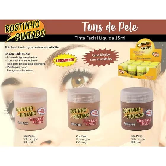 Tinta Líquida 15ml Tons de Pele Rostinho Pintado