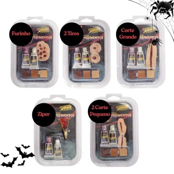Kit Ferimento Halloween Fake Cicatriz Falsa Maquiagem do Terror