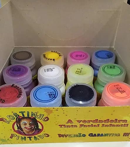 Rostinho Pintado 12 Core Sortidas De Tinta Facial Temporária