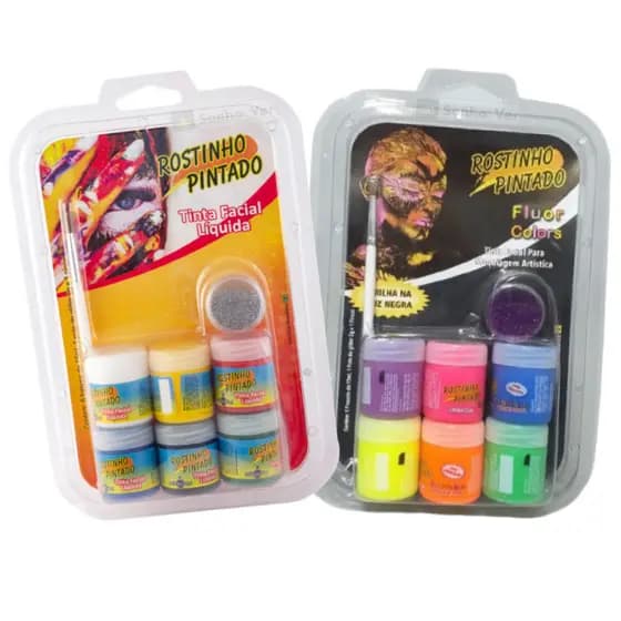Rostinho Pintado 2 Kits Tinta P/ Rosto E Fluor Colors