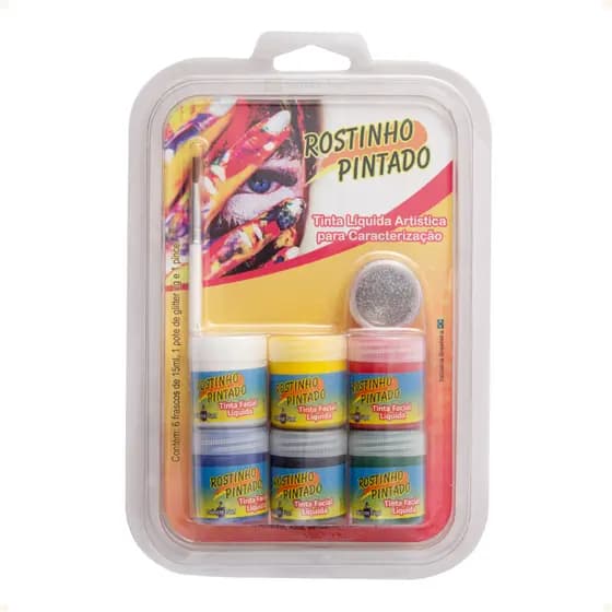 Rostinho Pintado Tinta Facial C/6 Cores Aprendendo A Pintar