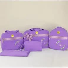 Kit Bolsa Mala Maternidade 5 Peças Bebê Menina na cor Lilás com Borboletas