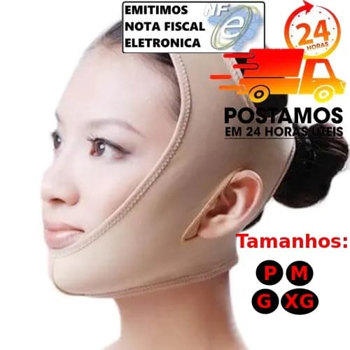 Faixa Mentoneira Pós-Cirúrgica Lifting Lipo de Papada Bichectomia com Abertura para Orelhas // fino