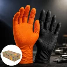 Kit 50 Und. Luva Nitrílica Sensiflex Grip Proteção Química Laranja Ou Preta Mecânico Antiderrapante