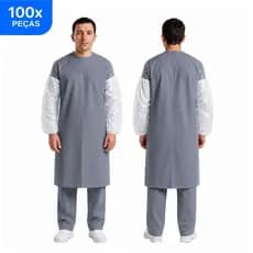 Kit 100 Manga Mangote Manguito Plástico Impermeável Descartável Com Elástico Branco