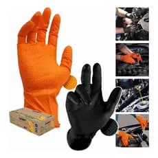 Kit 100 Luva Nitrílica Sensiflex Grip Proteção Química Laranja Ou Preta Mecânico Antiderrapante
