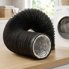 Duto Flexivel 200mm 5 Metros PVC Aluminio Preto Ventilação Maquinas Exaustor Ar Portátil Coifas