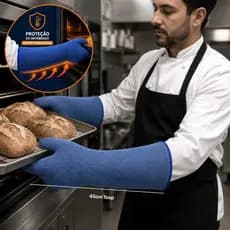 Par Luva Forno Industrial Grafatex 2 Dedos 45cm 250ºC Alta Temperatura Cozinha Fogão Multiuso