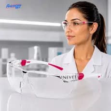 Óculos Proteção Univet Incolor Feminino Rosa Antiembaçante Esportivo Uso Profissional Ultra Leve