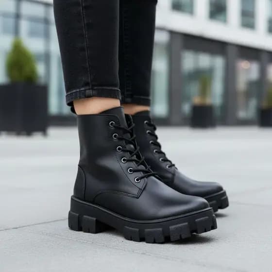 Bota Coturno Tratorada Cano Baixo Blogueira Versátil Fashion