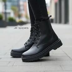 Bota Coturno Feminino Tratorado Plataforma Militar Blogueira Moda Inverno Cano Médio Confortável