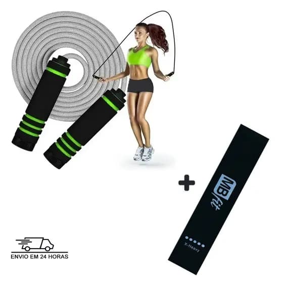 1 Corda De Pular Profissional Ajustável MBFit 1 Mini Band Fita Elástica Ginástica Exercícios Treino