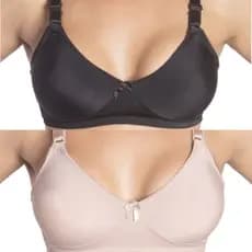Kit 02 Sutiã Sustentação Sem Aro Sem Bojo Reforçado Alça Larga Nude e Preto k05