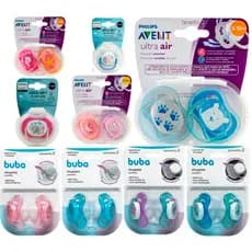 Kit duas  chupeta Bico Silicone Brilha No Escuro Buba Menino e Menina