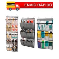 Sapateira Pendurável Transparente 10 Pares 20 Bolso Multiuso
