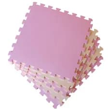 Kit 6 Tatame Tapete EVA Rosa Claro e Creme 50x50x1cm 10mm