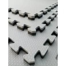 Kit 16 Tatames Tapetes EVA 50x50x2cm 20mm Dupla Face Cinza com Preto Linha Premium Bordas Acabamento