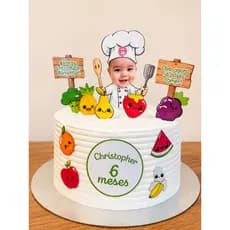 Topo de Bolo Personalizado Mêsversário Bebê introdução alimentar