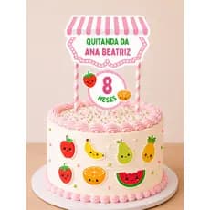 Topo de bolo Mêsversario introdução alimentar frutinhas topper personalizado