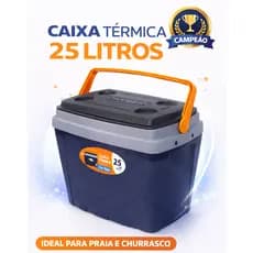 Caixa Térmica Cooler 25 Litros – Praia, Churrasco e Camping – Até 30 Latas com Tampa Porta Copos – Cores Aleatórias