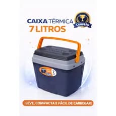 Caixa Térmica Cooler 7 Litros – Praia, Churrasco e Camping – Até 8 Latas com Tampa Porta Copos – Cores Aleatórias
