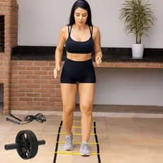 Roda Abdominal Treino Funcional Corda de Pular Escada Multifuncional 7 Degraus Velocidade Agilidade Envio Imediato