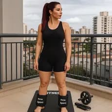 Colchonete de Academia Caneleira com Peso 2Kg Roda Abdominal com Corda de Pular Treino Funcional TreineCasa Envio Rápido