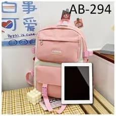 Kit 4 Peças Mochila FASHION Bolsa Feminina Escolar Multiuso Jovem Com Broches