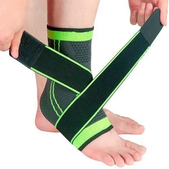 Tornozeleira Anti-Derrapante Ortopédica Ajustável Esportiva Proteção de Joelho com Strap Crossfit Verde