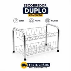 Escorredor de Louça 2 Andares Inox Organizador de Pia Cozinha Reforçado