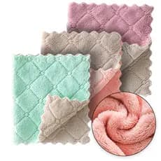 Kit com 3 Pano De Limpeza De Toalhas De Veludo Resistente A Óleo Para Cozinha/Prato Microfibra Para Limpar/Pia Anti-Aderente/Carro