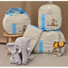 kit bolsa maternidade tema safari com mochila e trocador